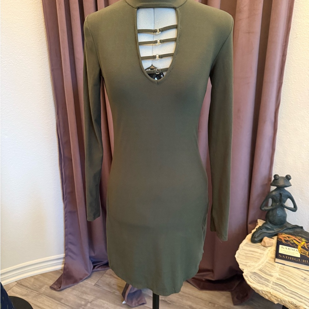 Olive Green Long Sleeve Dress